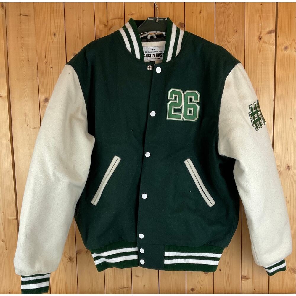 Varsity Base Wool Jacket Genuinely American, Green/White - Size M